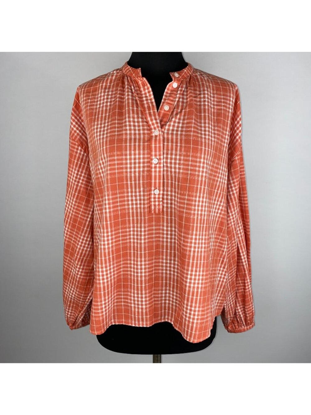 Universal Thread Shirt S Plaid Polka Dot Accents Oversized Balloon Sleeves